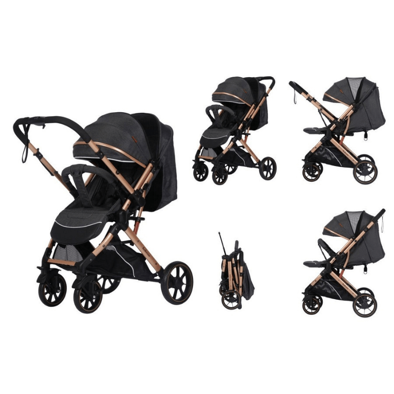 Poussette valise Belecoo B1 Original Gold Pro  – Réversible, Confortable et Élégante