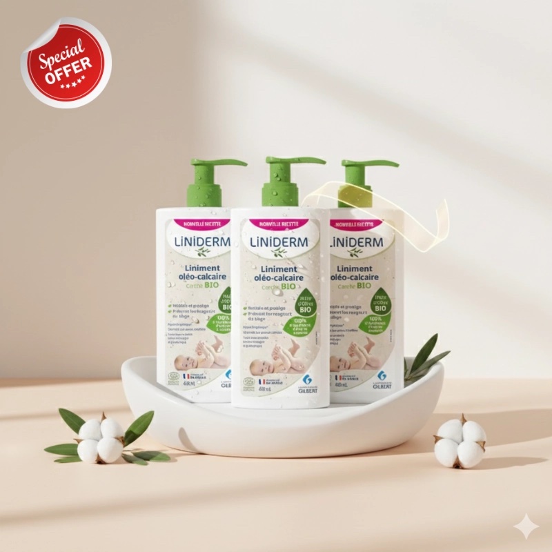 Gilbert Liniment Oléo-Calcaire BIO LINIDERM - Lot de 3 x 480 ml (Offre Spéciale)