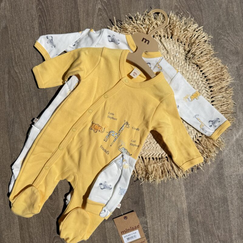 Minisse Pack 2 Grenouillère avec bonnet 💯Coton