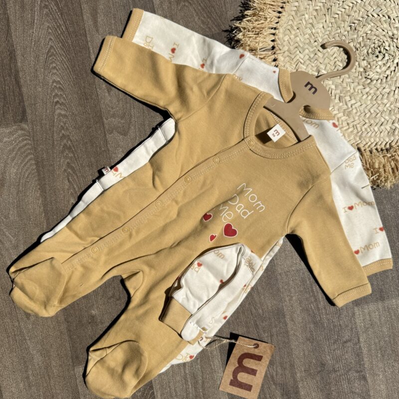 Minisse Pack  2 Grenouillère avec bonnet 💯Coton