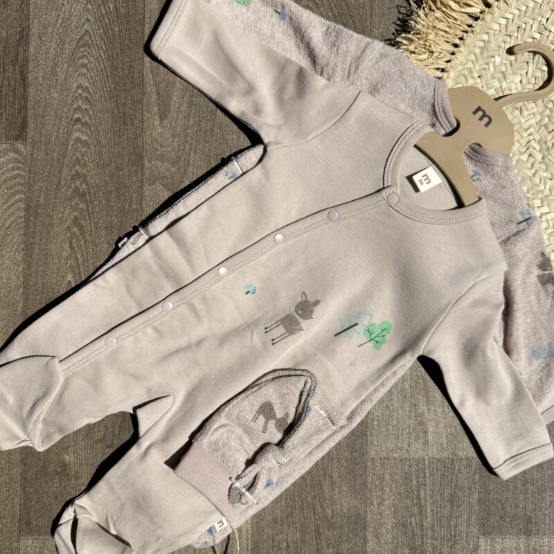 Minisse Pack 2 Grenouillère avec bonnet 💯Coton