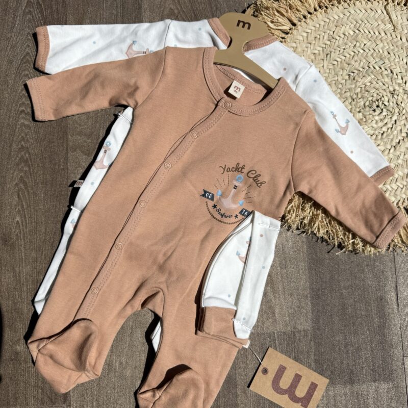 Minisse Pack 2 Grenouillère avec bonnet 💯Coton