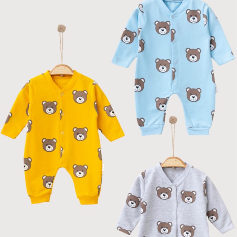 Grenouillère coton à motif ours en peluche