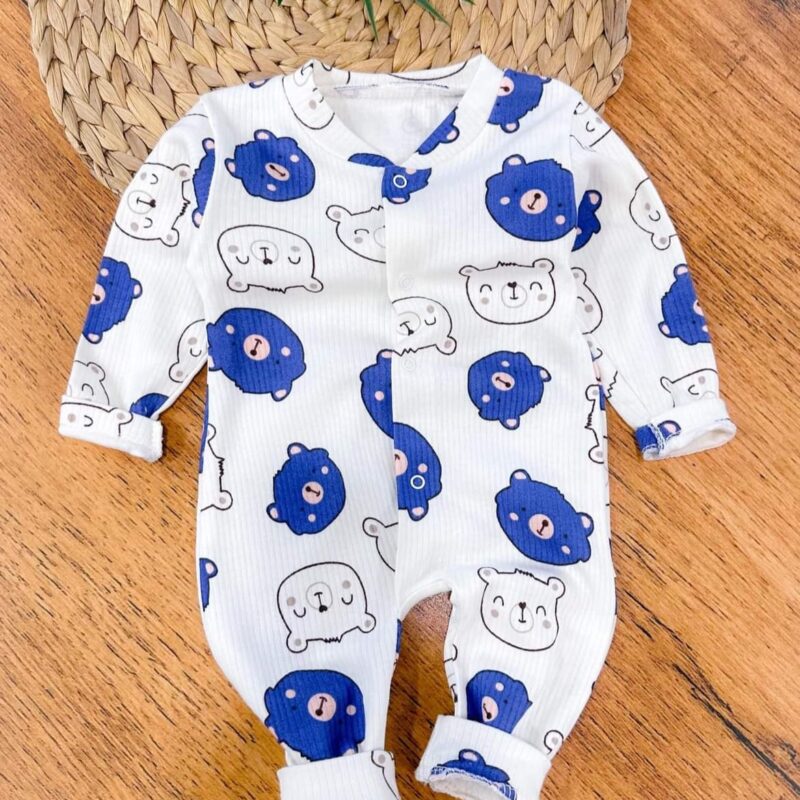 Grenouillère coton à motif ours en peluche